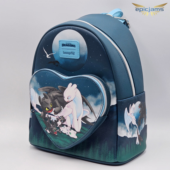 Loungefly How To Train Your Dragon Toothless & Light Fury Babies Mini Backpack - Picture 3 of 5